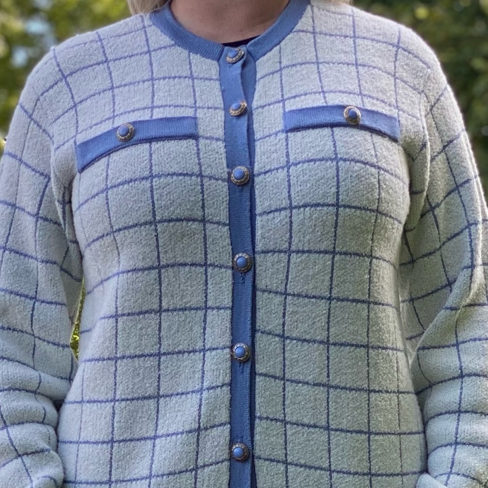 Vintage Grid Pattern Cardigan